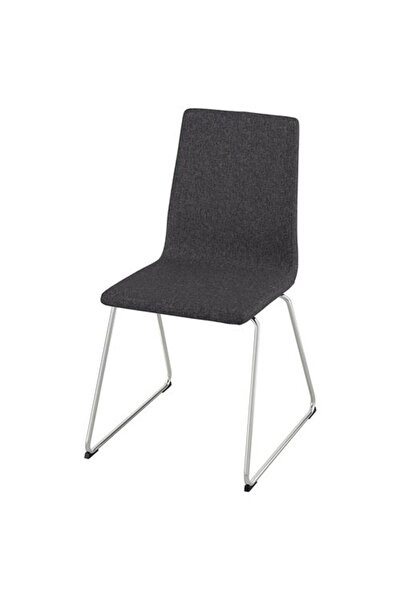 IKEA LILLANAS, döşemeli sandalye, krom kaplama-Gunnared koyu gri