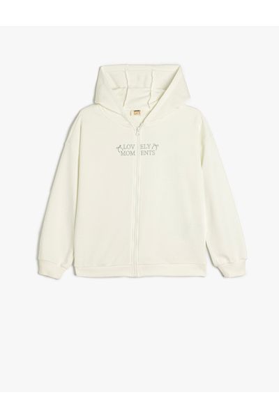 Koton Cotton Zip Long Sleeve Hooded Sweatshirt