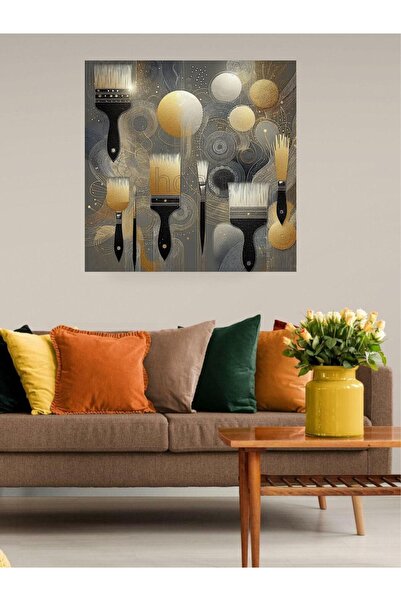 KanvasSepeti Абстрактна златна четка Четки Маслена боя Текстурирана висококач...