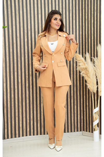 Zümrüt 1700 Model Skinny Fit Button Detailed Jacket and Trousers Set