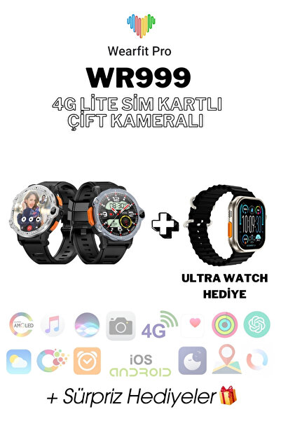Wearfit Pro WR999 4G Lite Sim Kartlı Çift Kameralı Yeni Nesil Özellikli 16gb ...