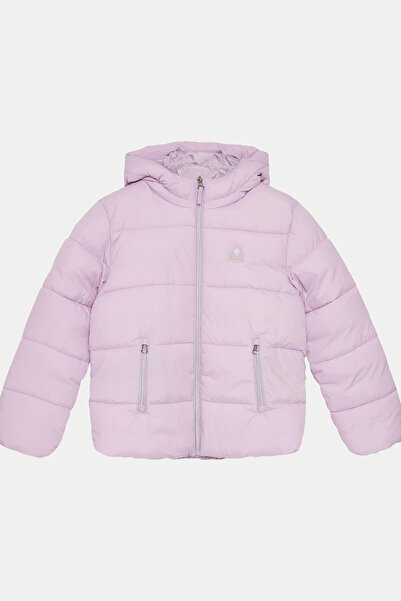 United Colors of Benetton Kapüşonlu Yaka Kapitoneli Şişme Mont Kız Çocuk MONT 2LETCN04Y