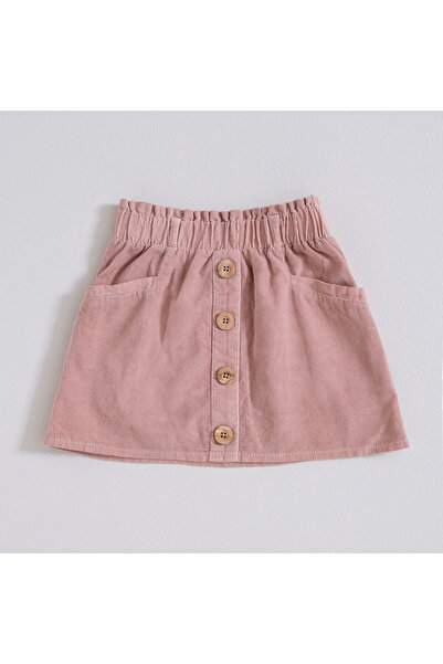 Chakra Nordic Düğmeli Etek Pudra