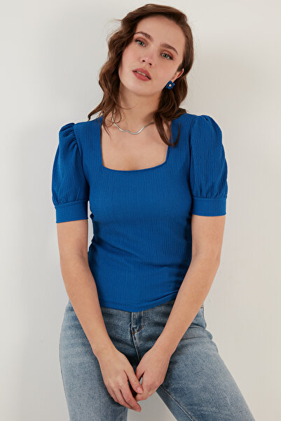 Lela Sleeve Detailed Square Neck Blouse Bluz 5869002