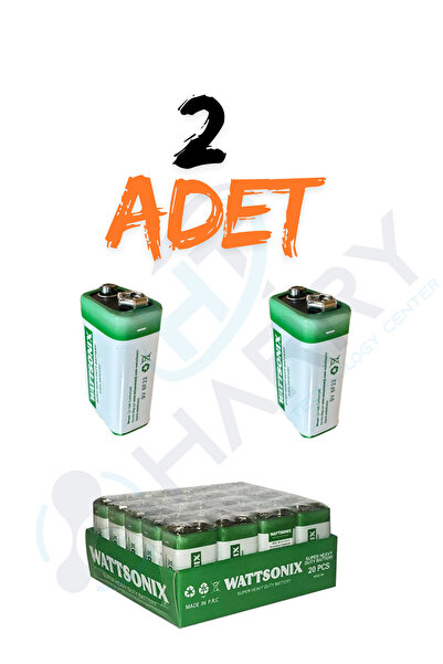 harry 2 ADET 9 Volt Pil - 9V Oyuncak Araba Drone Kumanda Pili -9Volt Çift Baş...