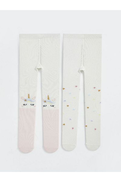 LC Waikiki Lcw Baby Embroidered Baby Girl Pantyhose 2-Piece