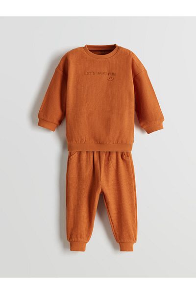 LC Waikiki LCW Baby Baby Boy Crew Neck Sweatshirt and Sweatpants Set of 2