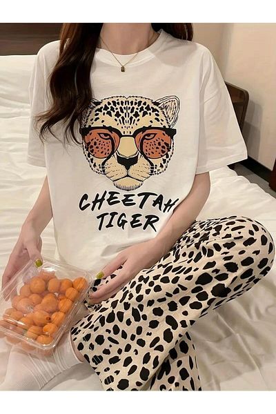 Touz Moda Μπλουζάκι Unisex Oversize με σχέδιο Cheetah Tiger