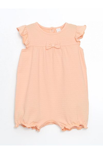 LC Waikiki Lcw Baby Baby Girl Romper with Crew Neck Ribbon Detail
