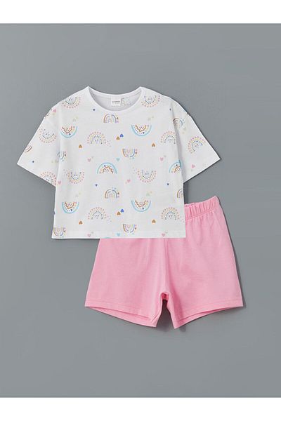 LC Waikiki LCW Kids Crew Neck Girl's Pajamas Set with Shorts