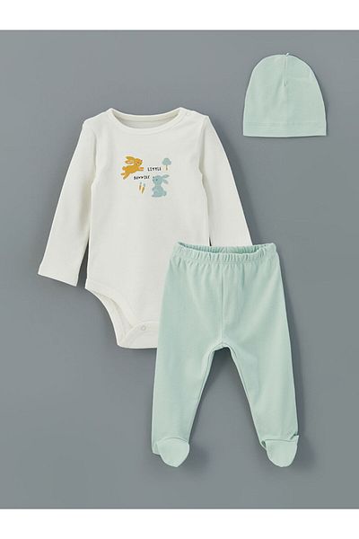 LC Waikiki Crew Neck Printed Baby Boy Hospital Set