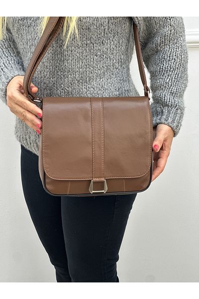 Deribag Piele autentică, curea încrucișată, geantă zilnică, geantă de umăr pentru femei, alun 26*25*8 cm