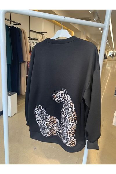 SOUL BY LOREEN FASHİON Women's Leopard Detailed Sweatshirt
