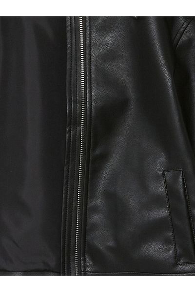 LC Waikiki Lcw Kids Black Girls Leather Look Coat