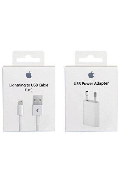 Orjinal Apple iPhone 5s 6s Uyumlu Şarj Cihazı Seti Adaptör + {1 Metre} Kablo 2 Li Set