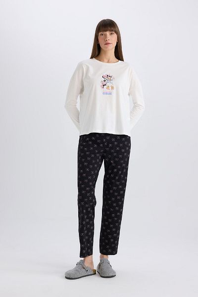 DeFacto Disney Mickey Mouse und Freunde zum Verlieben, langärmliges Pyjama-Set – dehnbare Taille