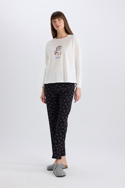 DeFacto Disney Mickey Mouse und Freunde zum Verlieben, langärmliges Pyjama-Set – dehnbare Taille
