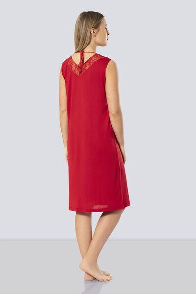TÜREN Women's Lace V-Neck Nightgown 3285/Red