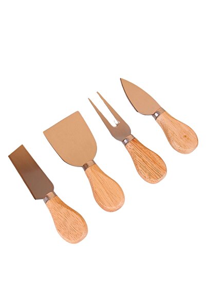YAKUT 4 Piece Steel Cheese Knife Set with Bamboo Handle