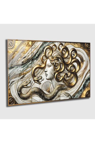 bestdecor Medusa Şahmeran Yılan Kadın, Modern Temperli Cam Tablo | Hediyelik,...