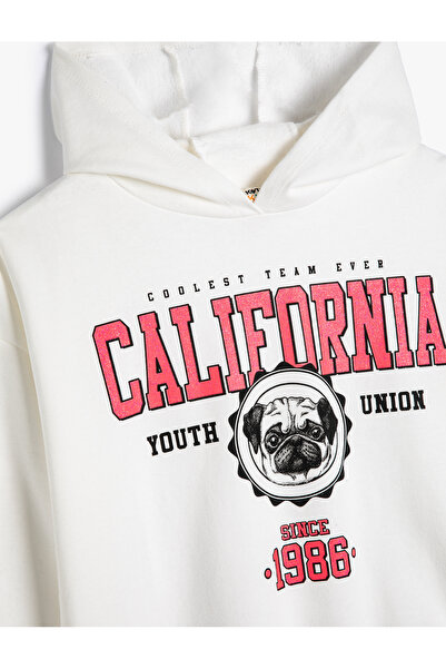 Koton Kapşonlu Sweatshirt Şardonlu California Baskılı