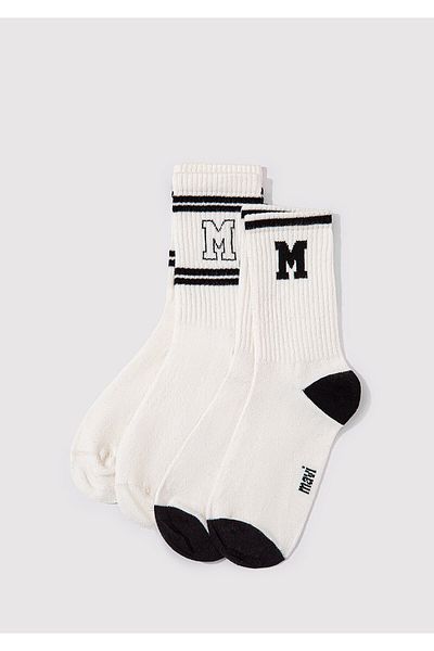 Mavi 2er-Pack Ecru-Socken mit blauem Logo-Detail 1913258 -620