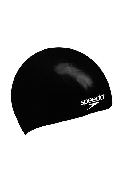 SPEEDO Junior Plain Moulded Silicone Swim Cap, Black, Comfortable & Durable, Ideal For Kids And Teens