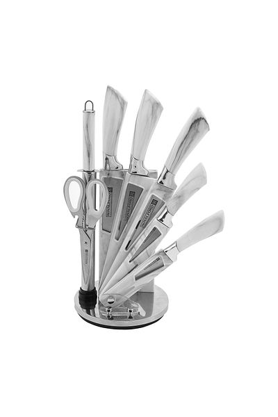 ROYALFORD RF9665 8 PCS Kitchen Knife Set with Rotating Knife Block