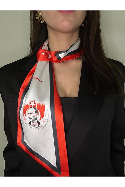 ElevaGlam Ataturk Signed Photo Patterned Tie Scarf