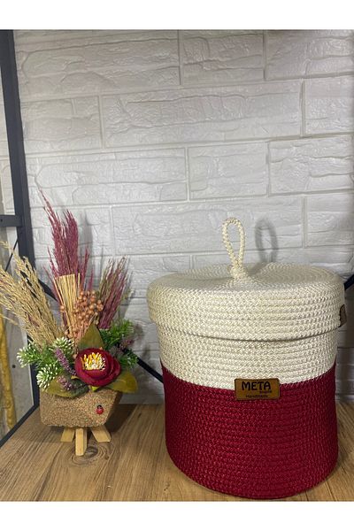 Metasupla House Covered Basket, Hand Woven, Multi-Purpose Basket, Bathroom and Kitchen Organizer