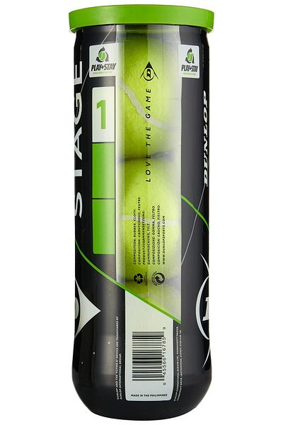 DUNLOP كرة تنس المرحلة 1 باللون الأخضر، 3 كرات، 601338