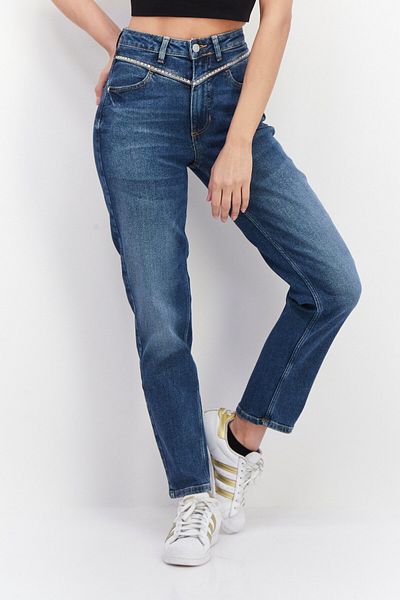 Guess Women Tapered Fit Wash Stretchable Denim, Blue
