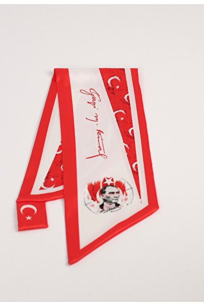 ElevaGlam Ataturk Photo and Star Pattern Tie Scarf