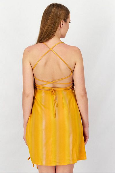 Reserved Women Metallic Mini Casual Dress, Orange