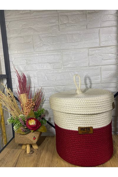 Metasupla House Covered Basket, Hand Woven, Multi-Purpose Basket, Bathroom and Kitchen Organizer