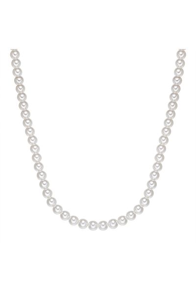 True Rebels Perlenhalskette Kette Edelstahl schwarz Perle (synth.) weiß
