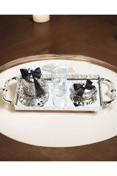 CyzHome Affection Silver Engagement Coffee Tray