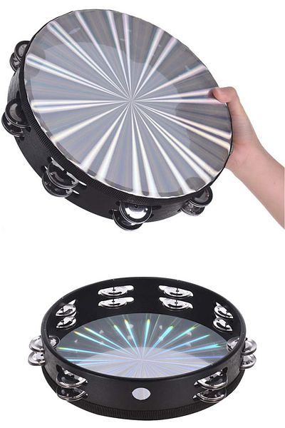 Midex Tf-30Sl Double Row 8 Bells Silver Color Leather Tambourine Tambourine (25.5 cm)