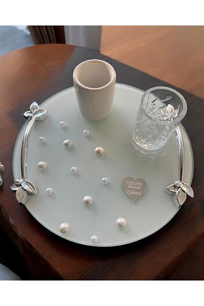 CyzHome Beloved Silver Pearl Engagement Tray