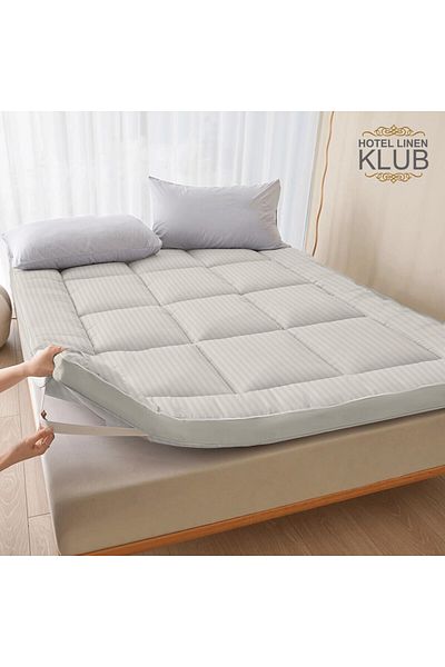 Hotel Linen Klub غطاء مرتبة 700 جرام لكل متر مربع - ألياف ناعمة وصلبة وسميكة للغاية وأشرطة مرنة للغاية
