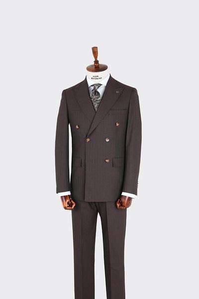 Kadir Büyükkaya Swallow Collar Double Breasted Men's Suit-Kax1257S