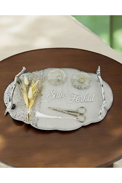 CyzHome Enchant Silver Polyester Promise Tray