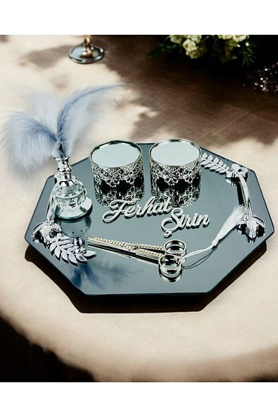 CyzHome Fusion Octagonal Silver Promise Engagement Tray