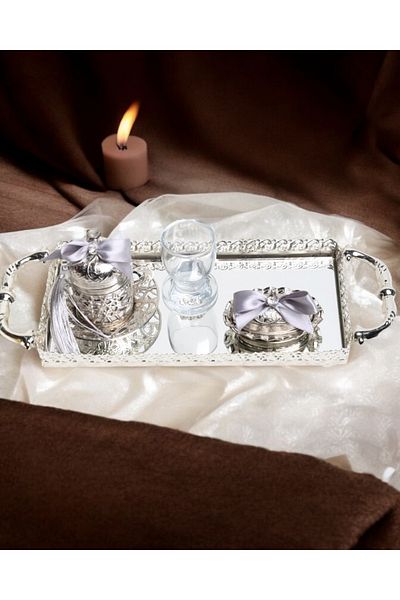 CyzHome Affection Silver Engagement Coffee Tray