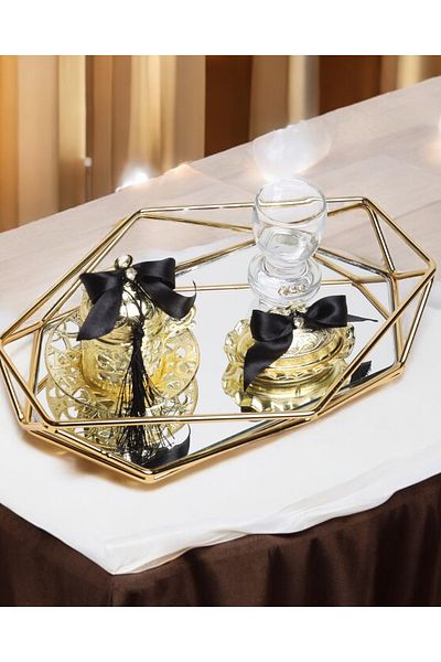 CyzHome Elation Gold Prism Engagement Coffee Tray