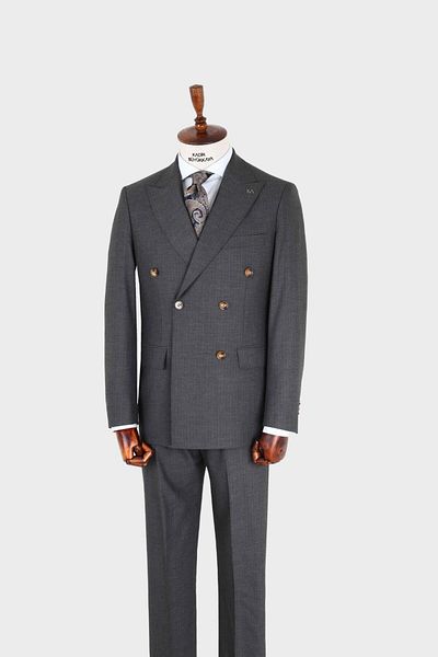 Kadir Büyükkaya Swallow Collar Double Breasted Men's Suit-Kax1257S