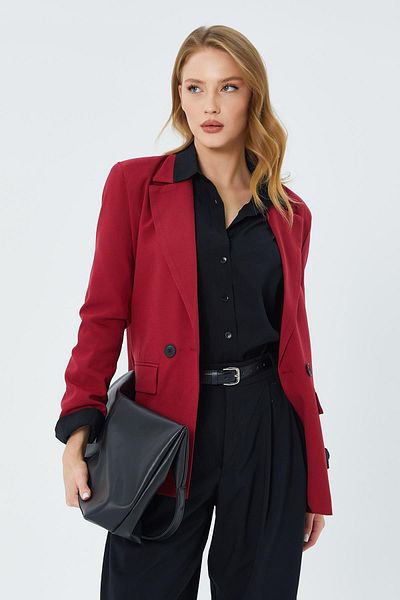 Mixray 4516 Model Claret Red Blazer pentru damă - Detaliu din piele de aligator