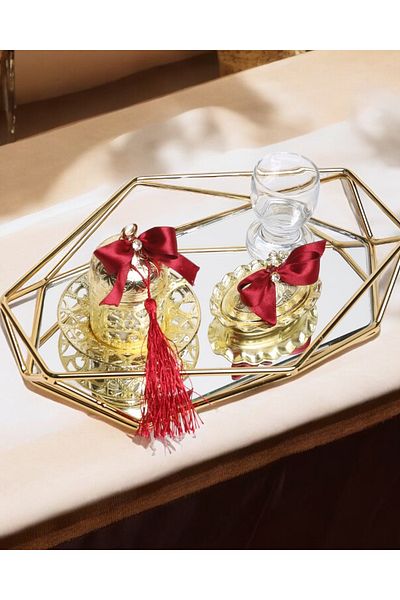 CyzHome Elation Gold Prism Engagement Coffee Tray