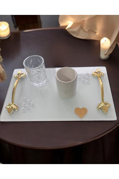 CyzHome Adore Gold Pearl Promise Coffee Tray