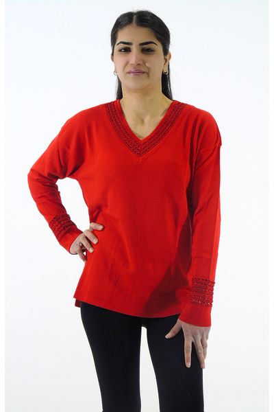 Tuğra Collar and Sleeve Detailed Knitwear Sweater